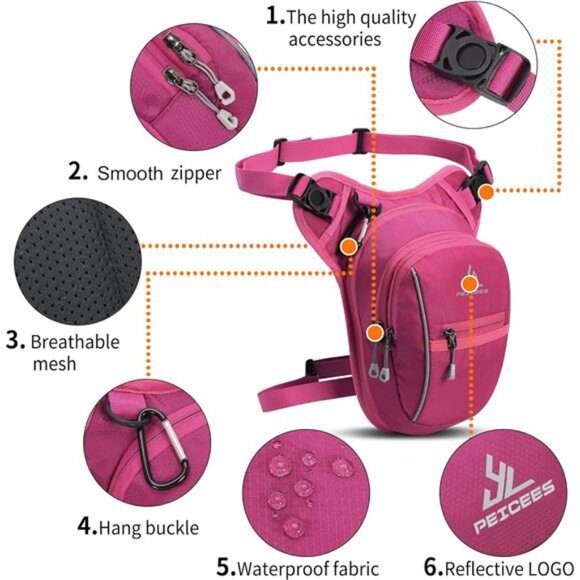 Leg Bag for Men Fanny Packs Outdoor Thigh Bags Motorcycle Ride Crossbody - Picture 3 of 7